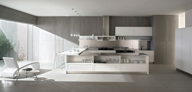cuisine mur beton blanc moderne