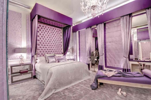 deco chambre coucher luxe violet