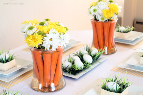 deco paques créative table fleurs