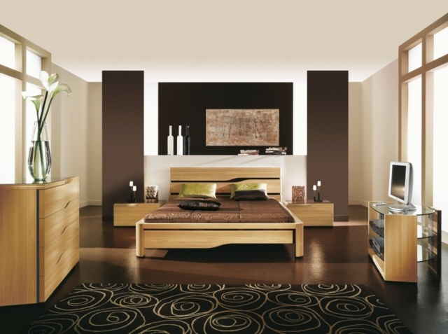 decoration élégante chambre adulte marron blanc