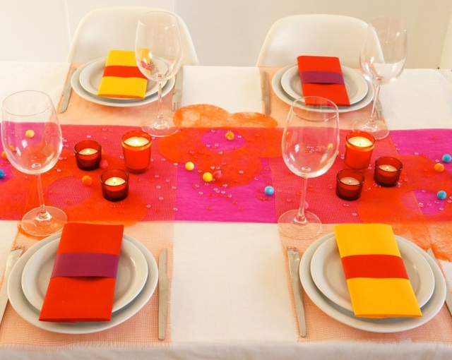 decoration table orange mariage