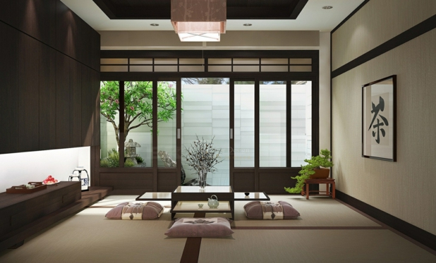 decoration zen salon japonais moderne