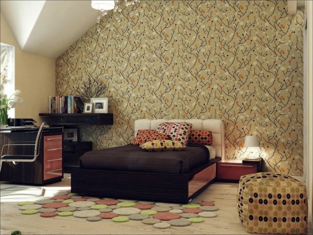 design contemporain papier peint chambre a coucher