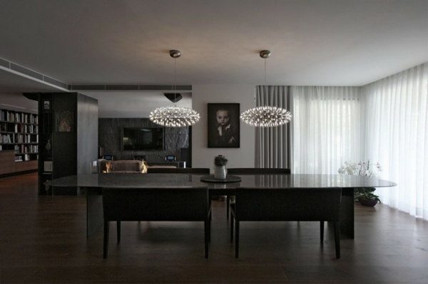 design salon moderne luminaire volumes
