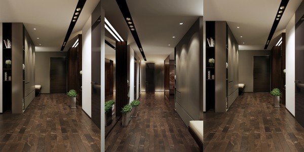 couloirs bois sol parquet vastes et lumineux 