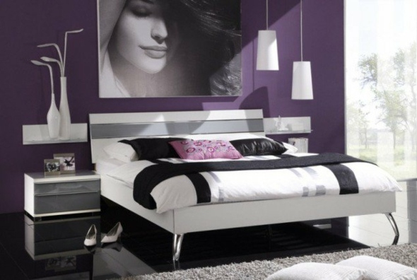 idee decoration chambre violet blanc
