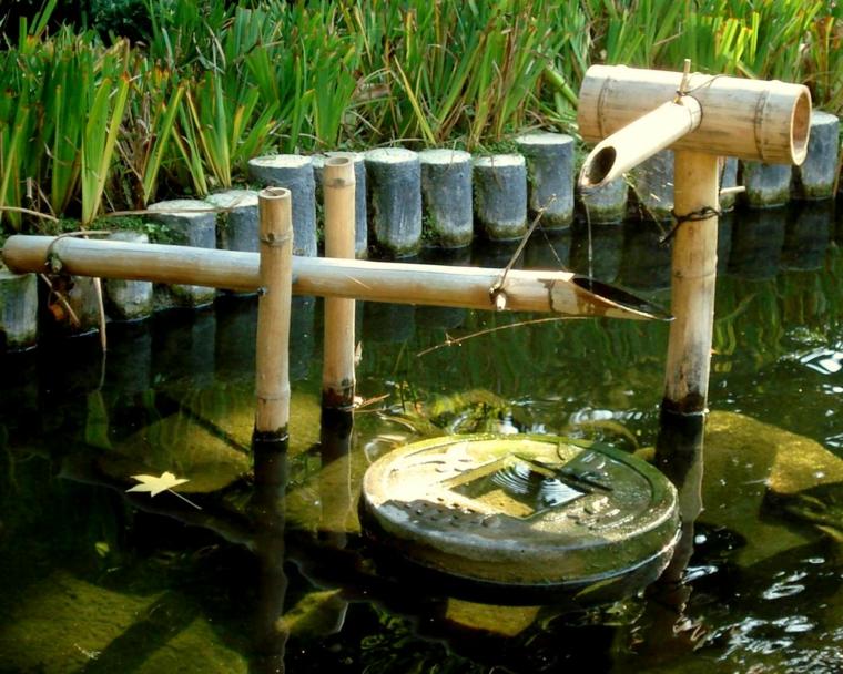 aménagement jardin zen fontaine bambou