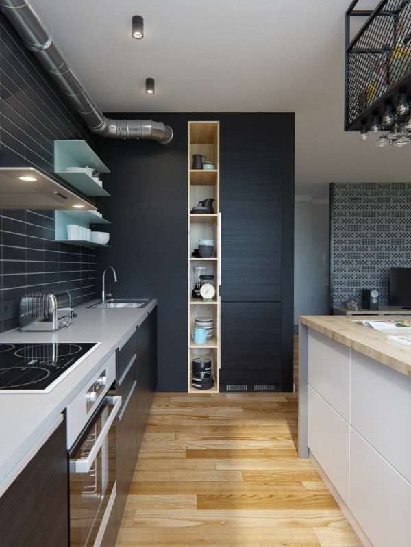 étagères minimaliste il y a assez place pour tout  cuisine