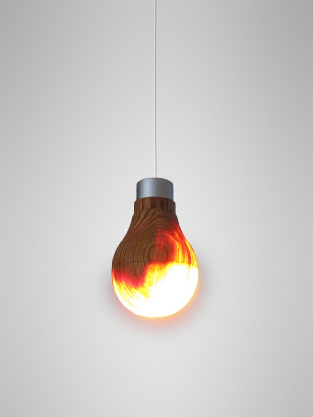 lampe art deco design ampoule en bois