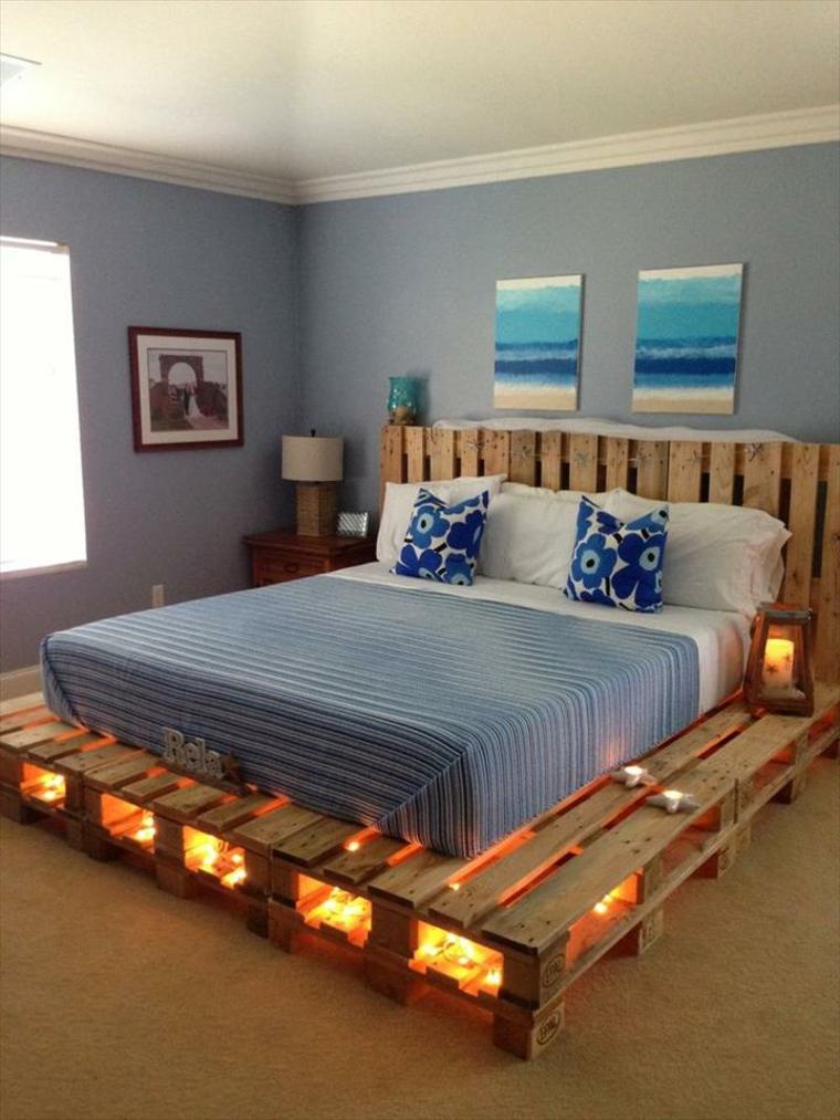 lit palette avec éclairage intégré déco mur chambre