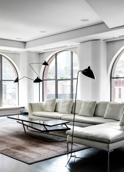 Simplicité un canapé d'angle luxe blanc gris 