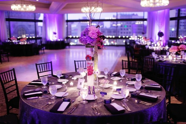 mariage rose violet table