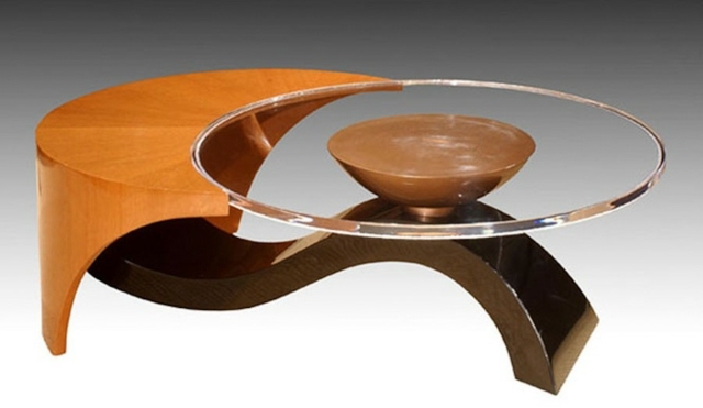 meuble art déco table bois verre