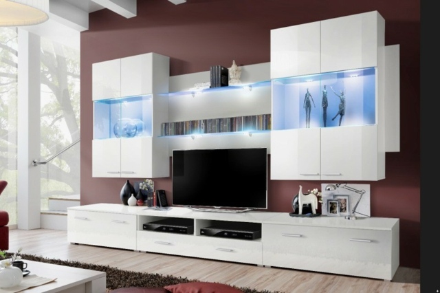 meuble tv mural dandy laque blanc