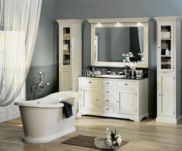 mobilier salle de bain style classique murs peints