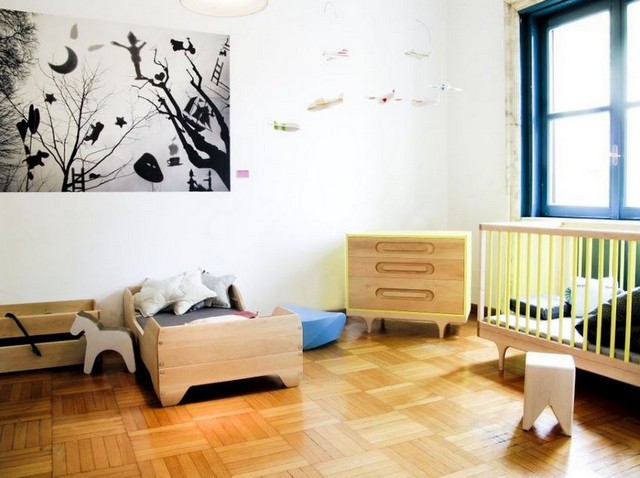 mobilier chambre de bébé berceau commode Kalon Caravan jaune 