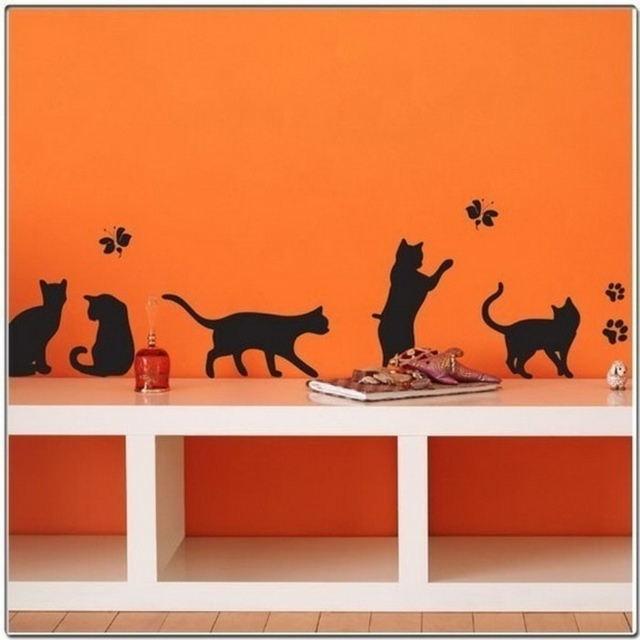papier peint orange chat