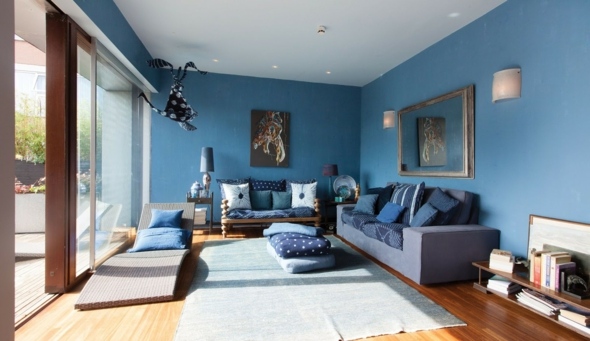 peinture bleue salon moderne