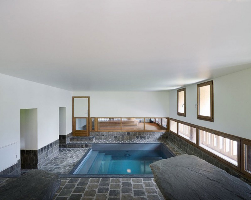 piscine montagne modèle de maison moderne montagne bois  villa france jka fuga contemporain morzine france campagne
