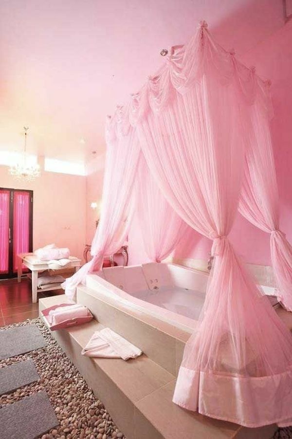 salle bain deco romantique rose