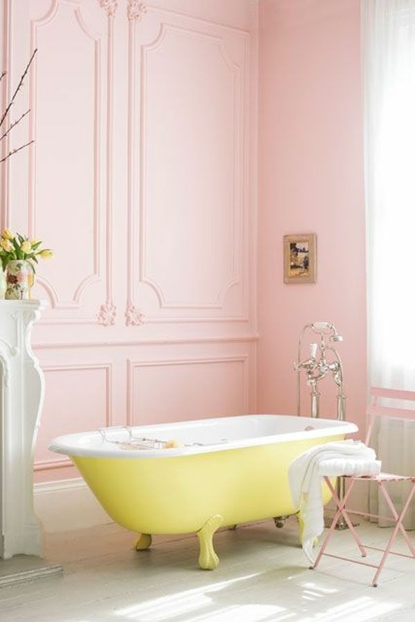 salle bain design rose jaune