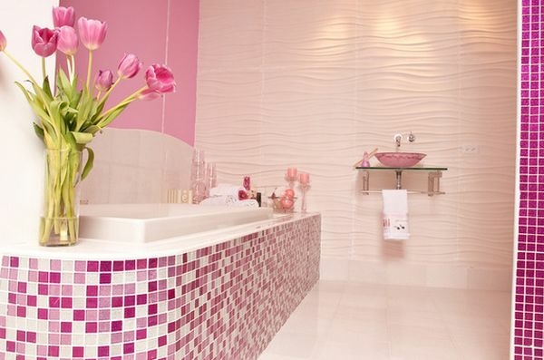 salle bain elegante blanc rose