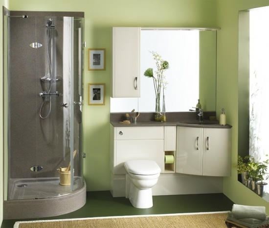 salle bain moderne vert gris