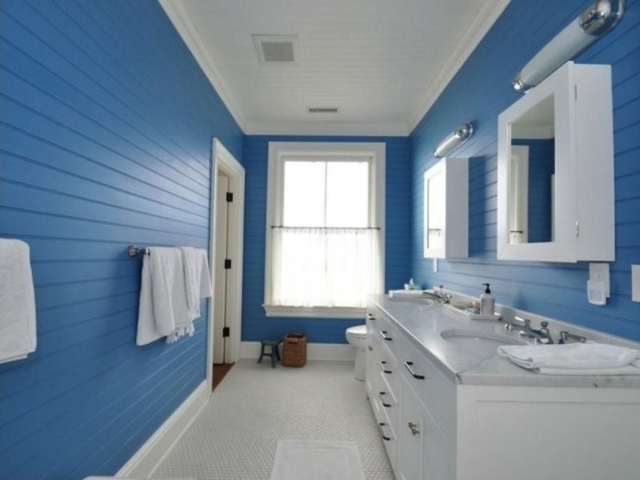 salle de bain coloree blanc bleu