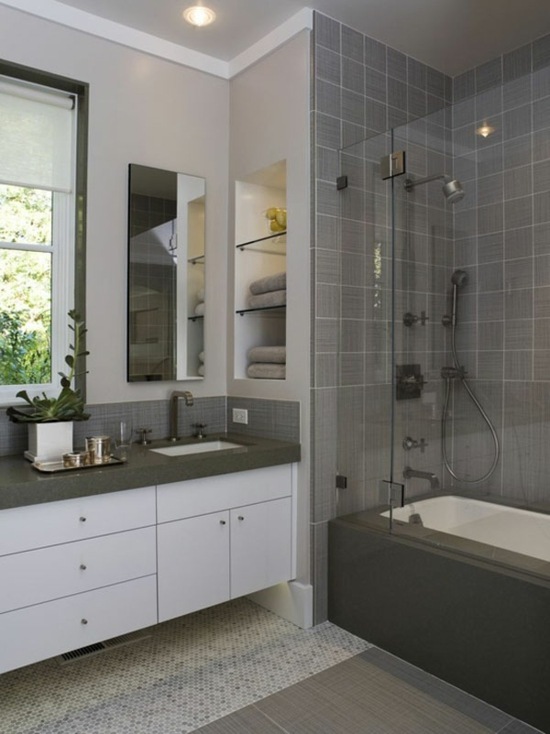 salle de bain design gris