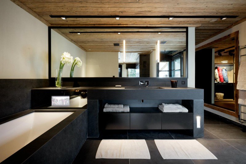 salle de bain design moderne chalet montagne alpes france meubles design