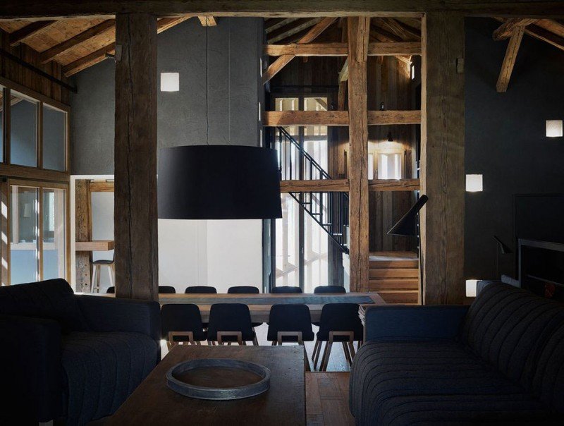 salon bois design montagne modèle de maison moderne montagne bois  villa france jka fuga contemporain morzine france