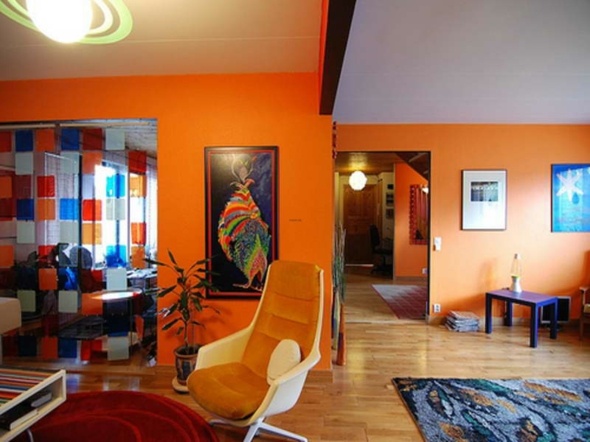 couleur orange salon ouvert