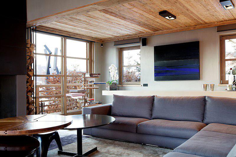 chalet moderne salon cynella montagne ski alpes france séjour canapé meubles design