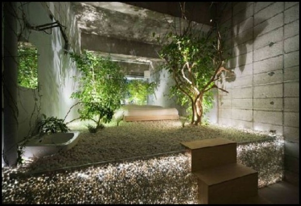 superbe jardin zen éclairage design
