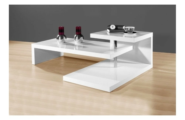 table basse laquee blanche
