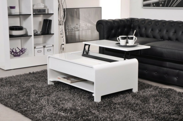 table basse plateau galaxy laquee blanche
