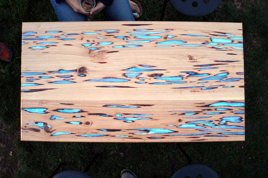 brico table effet jolie design perso bleu original fait mais bois
