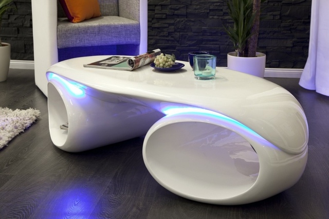 table design led laquee blanc futura