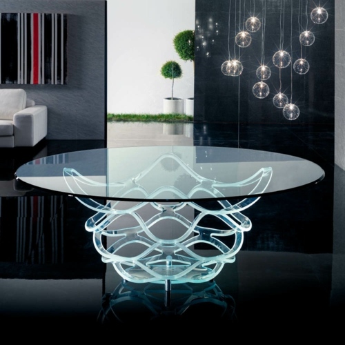 table design en verre jolie style néolite neolitico metal reflex