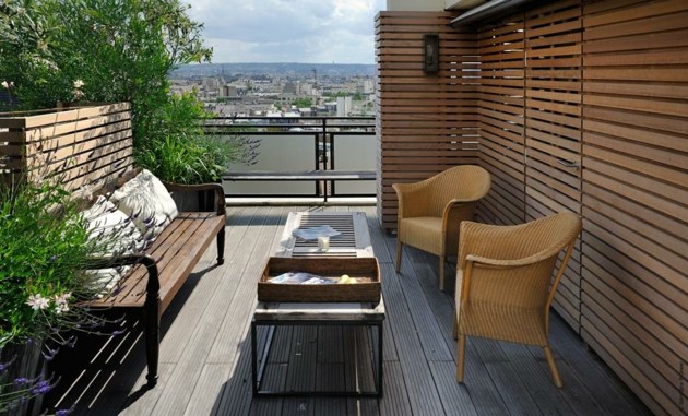 balcon decoration moderne terrasse bois