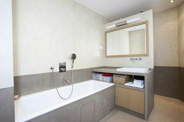 salle de bain béton ciré moderne résistant matérial design industriel 