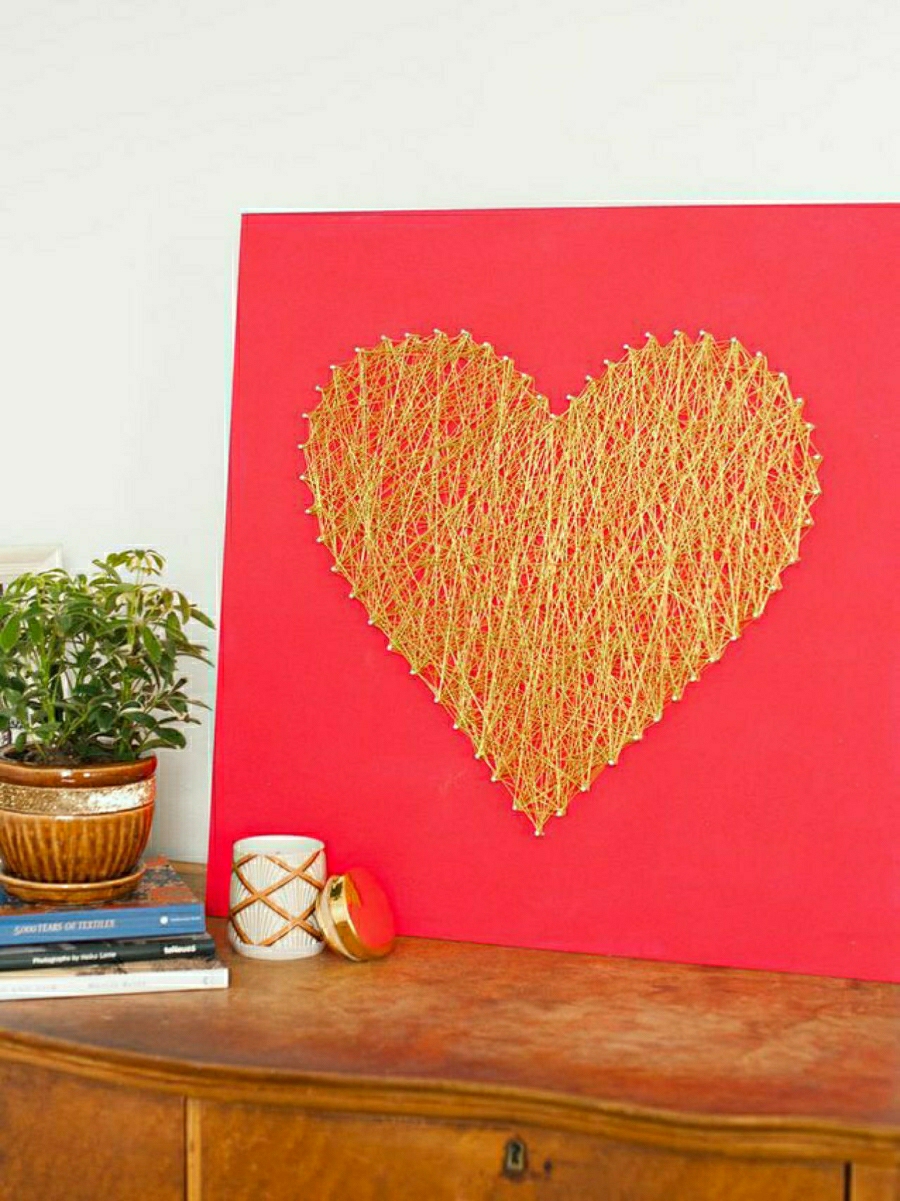 idée saint valentin coeur hand made coeur doré rouge