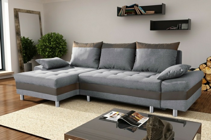 canapé convertible avec coffre de rangement gris design en tissu contemporain salon moderne