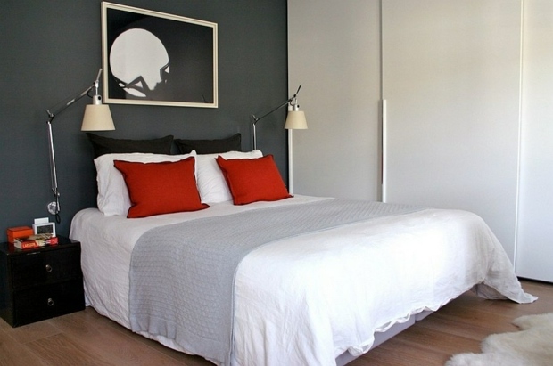 chambre adulte gris rouge