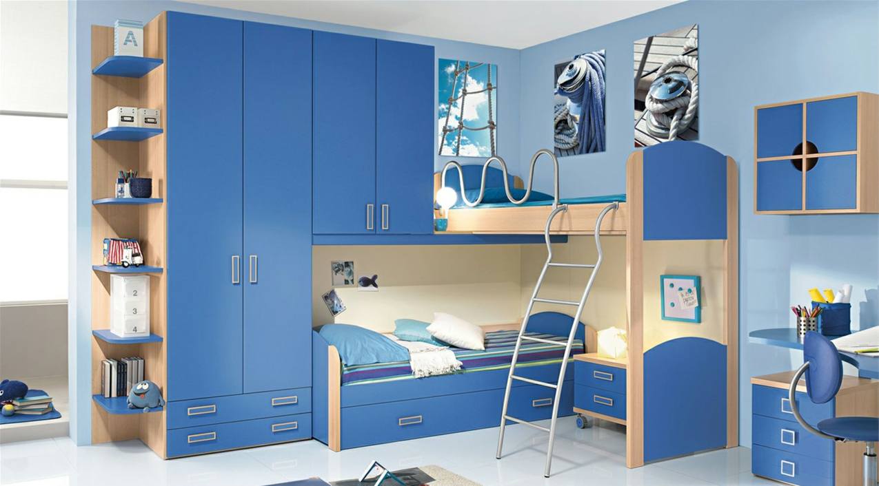 chambre enfants bleue