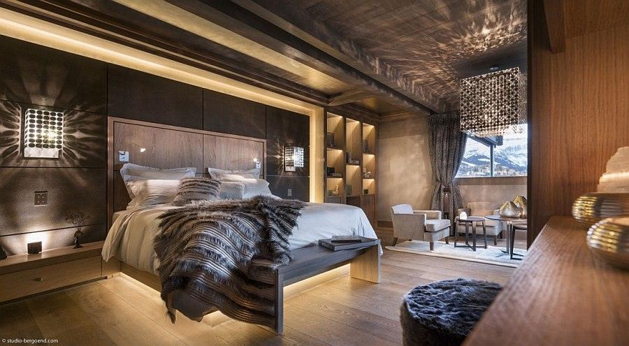 grand chambre à coucher lit luxe mont blanc confort design chalet location france alpes françaises exigence