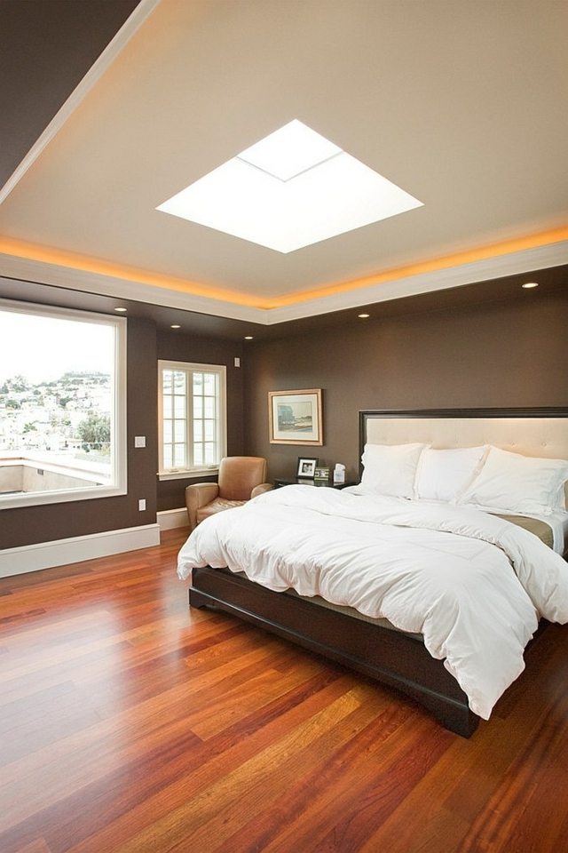 chambre coucher moderne orange marron
