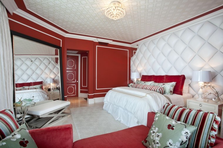 chambre romantique deco rouge blanc
