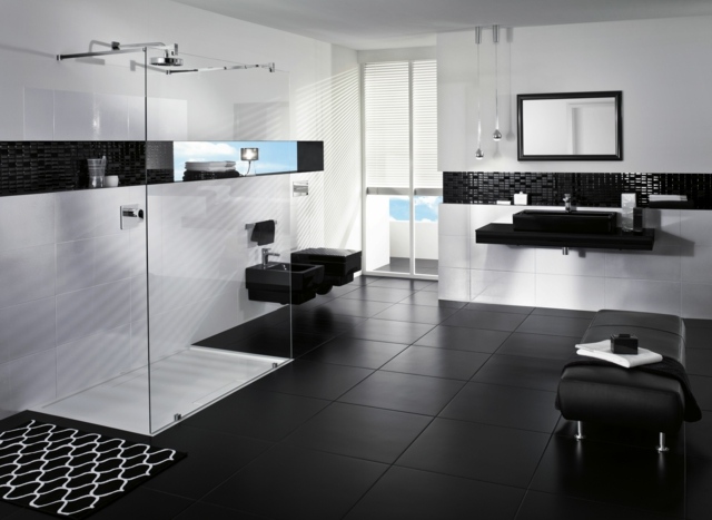 contrastes tendance noir blanc salle bain