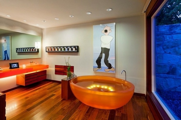 déco salle de bain contemporaine orange